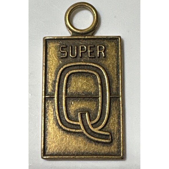 Super Q Vintage Brass Rectangular Pendant Charm With Loop - Picture 2 of 3